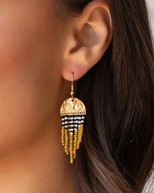 Golden Sun Fringe Earrings