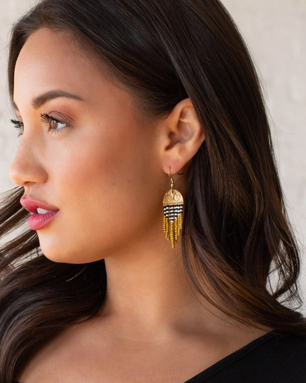 Golden Sun Fringe Earrings
