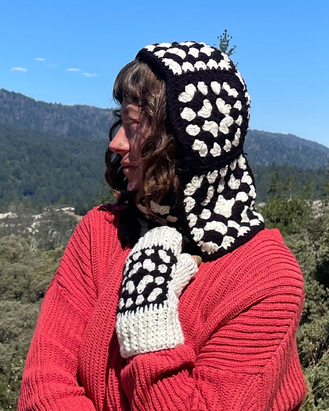 Black & White Granny Square Balaclava