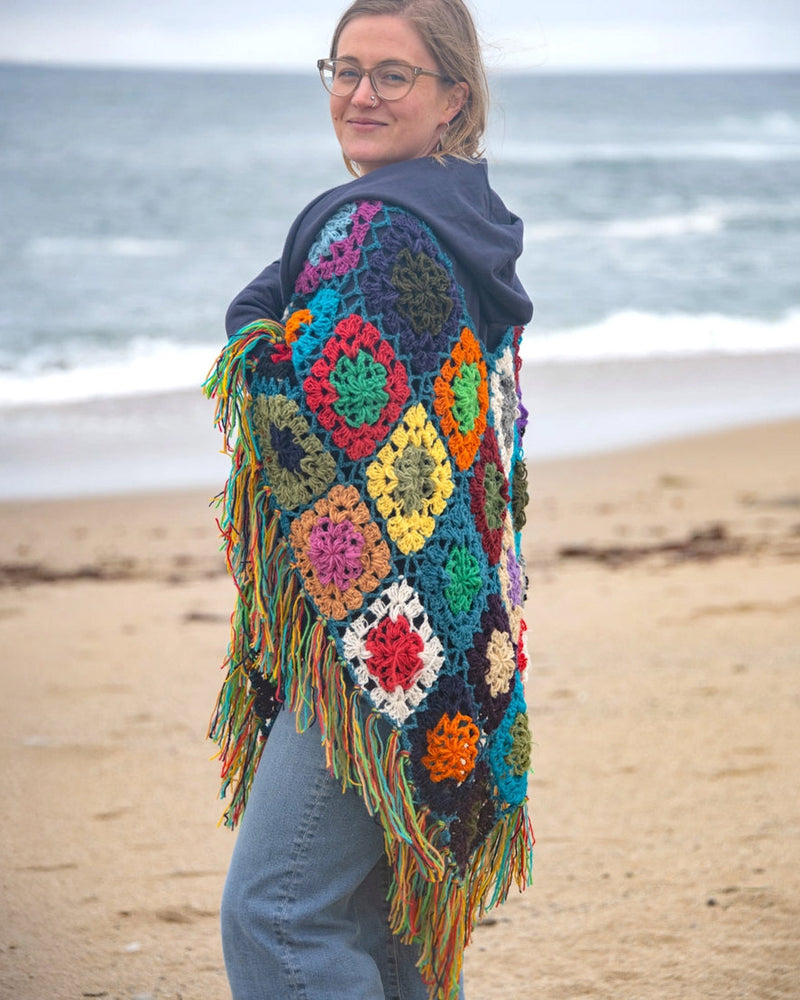 Wool Granny Square Poncho