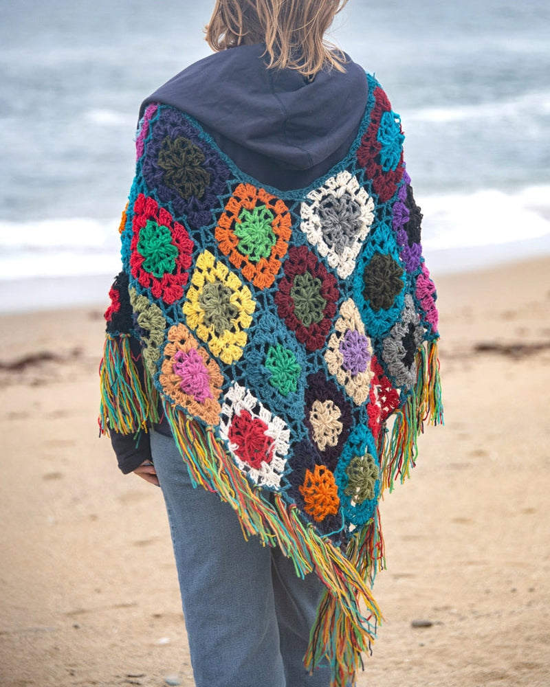 Wool Granny Square Poncho