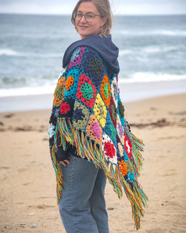 Wool Granny Square Poncho