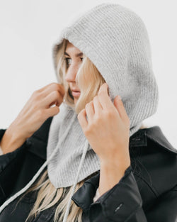 Grey Knit Hooded Balaclava