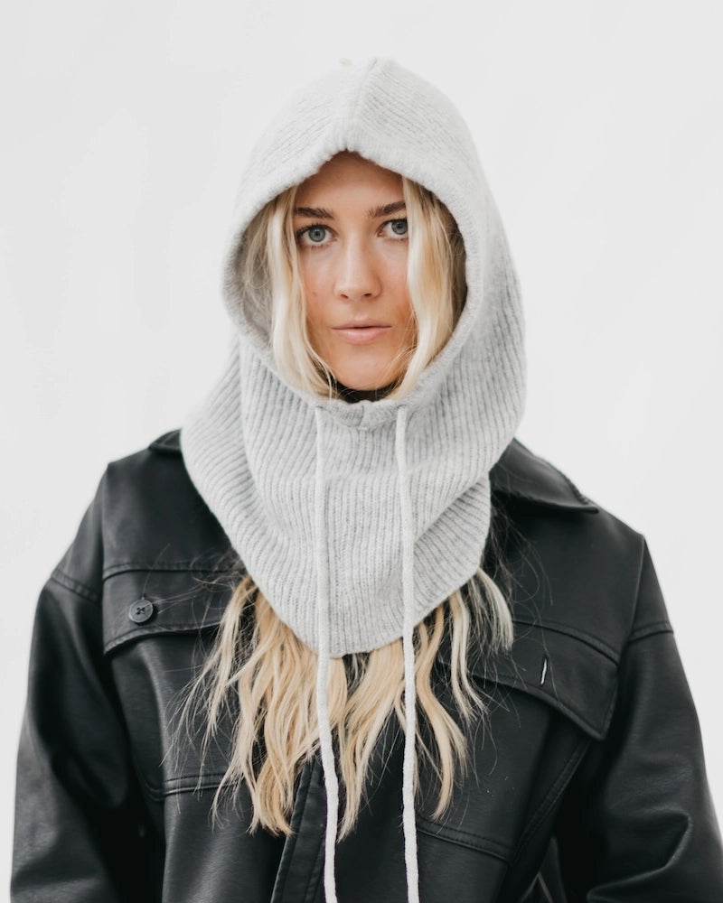 Grey Knit Hooded Balaclava