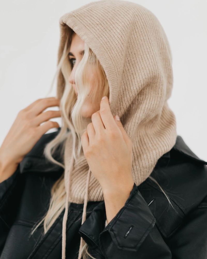 Camel Knit Hooded Balaclava