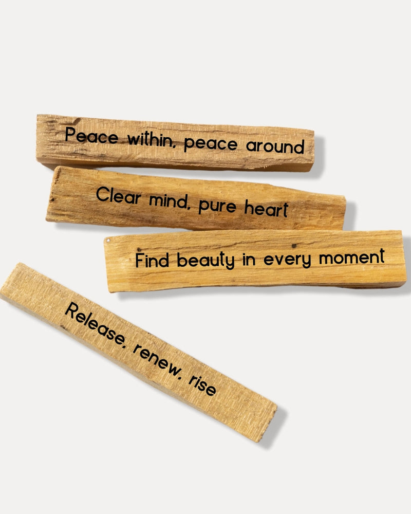 Harmony and Renewal: Four Pack of Engraved Palo Santo