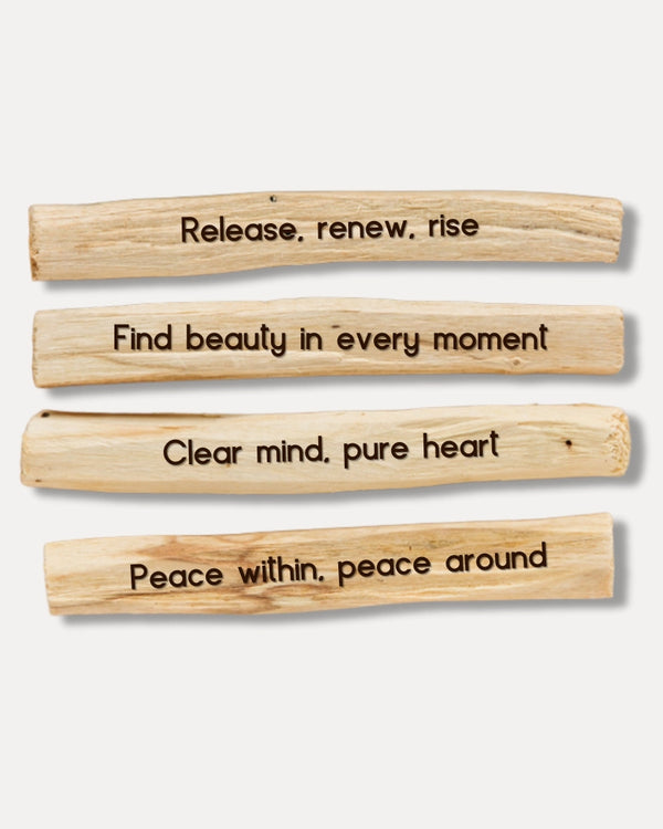 Harmony and Renewal: Four Pack of Engraved Palo Santo