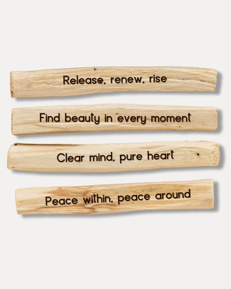 Harmony and Renewal: Four Pack of Engraved Palo Santo