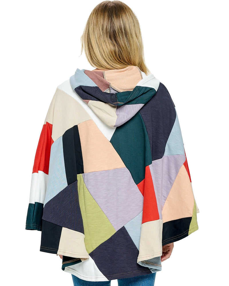 Patchwork Hooded Poncho