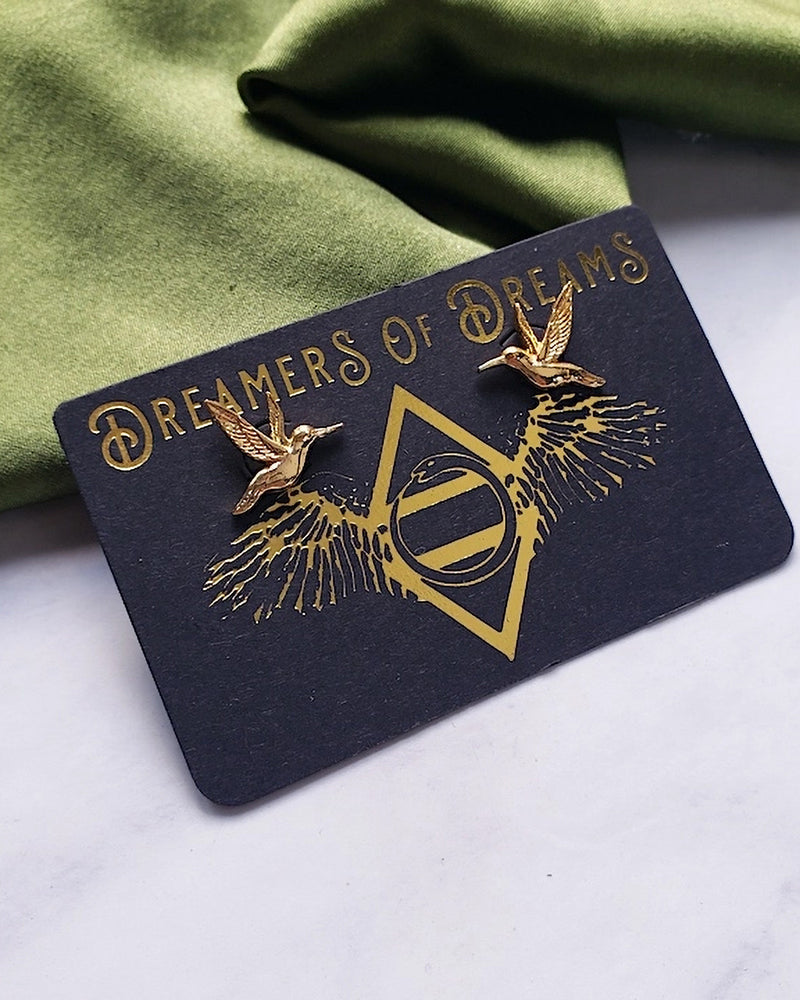 Hummingbird 14k Gold Stud Earrings