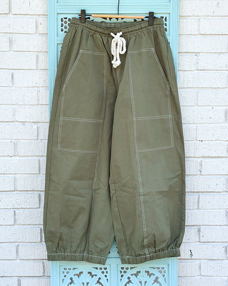 Moss Cotton Balloon Pants