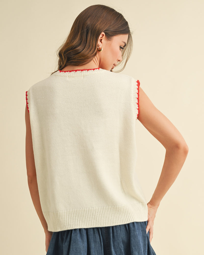 Fish Love Red & Cream Vest