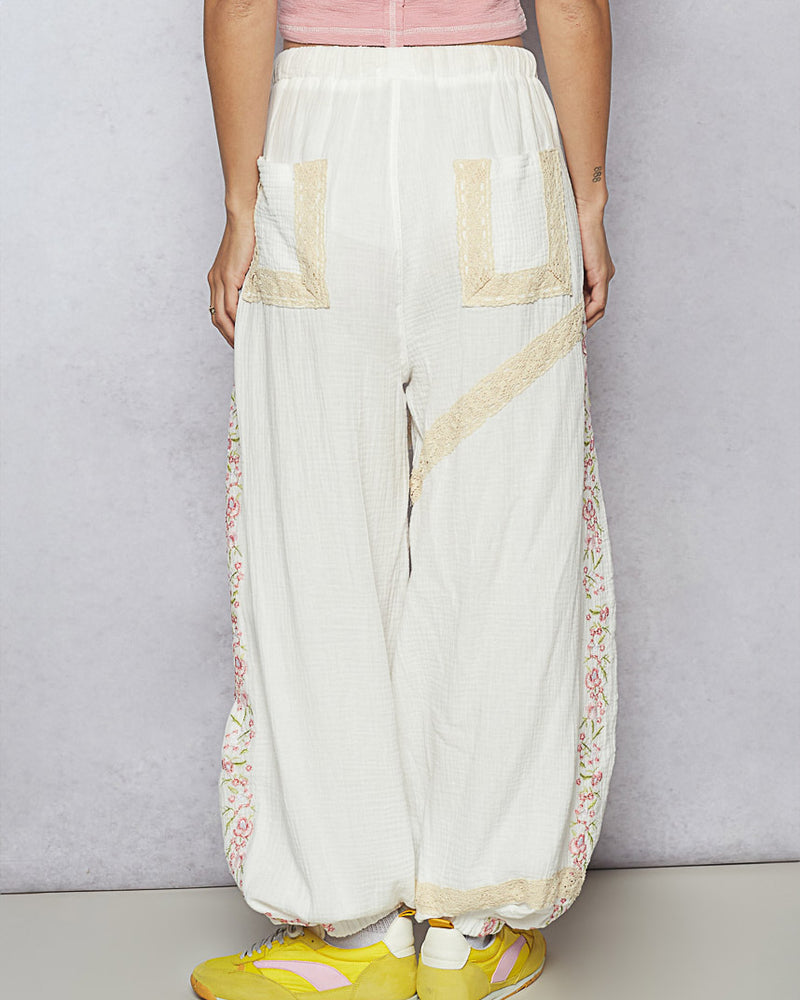 Cream Gauzy Jogger
