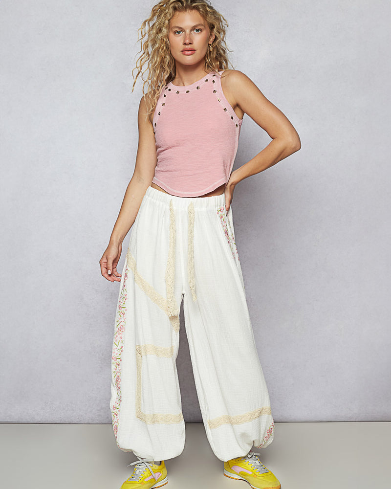 Cream Gauzy Jogger