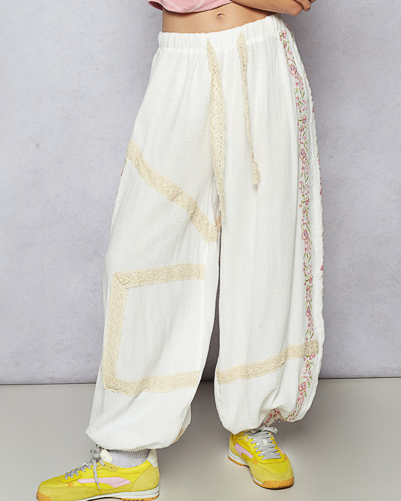 Cream Gauzy Jogger