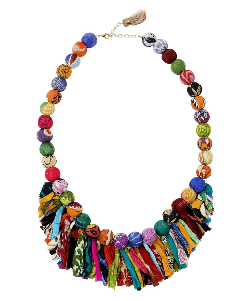 Kantha Crested Fringe Necklace