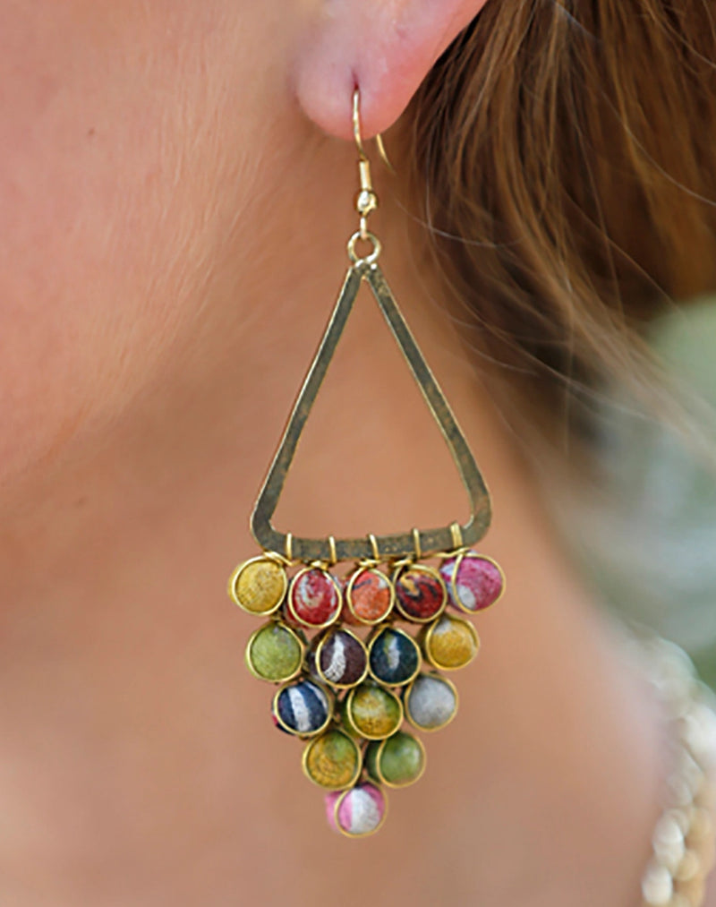 Kantha Reflective Chandelier Earrings