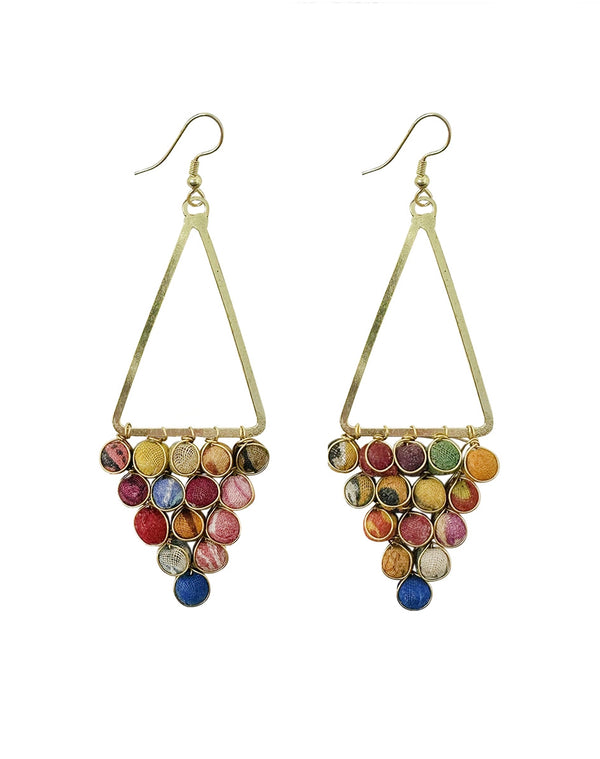 Kantha Reflective Chandelier Earrings