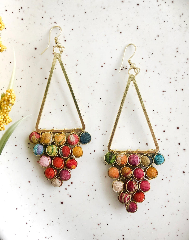 Kantha Reflective Chandelier Earrings