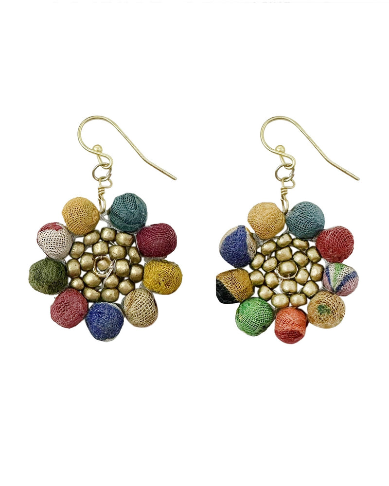 Kantha Sunflower Earrings