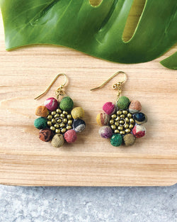 Kantha Sunflower Earrings