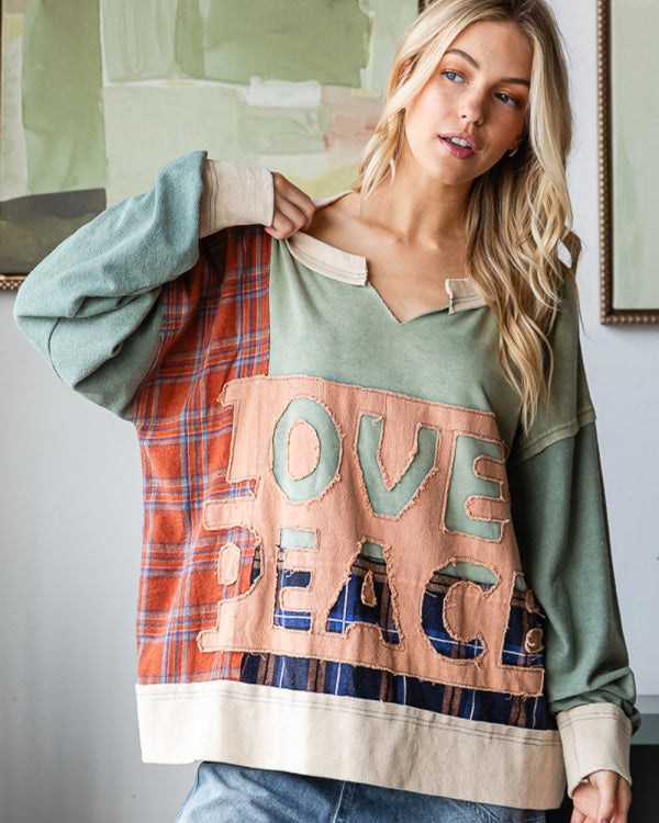 Love & Peace Blue French Terry Sweatshirt