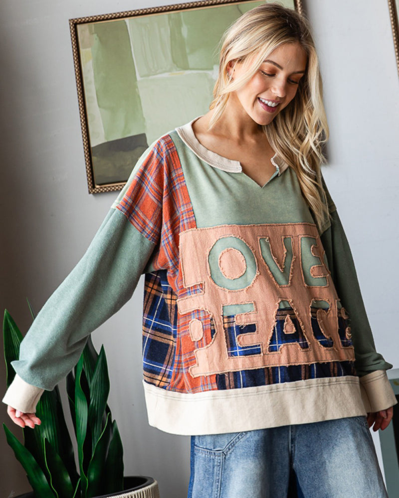 Love & Peace Blue French Terry Sweatshirt