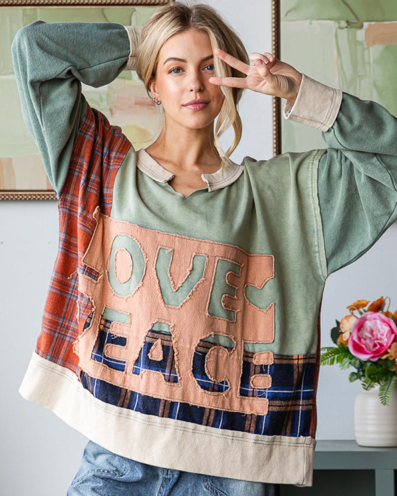 Love & Peace Blue French Terry Sweatshirt