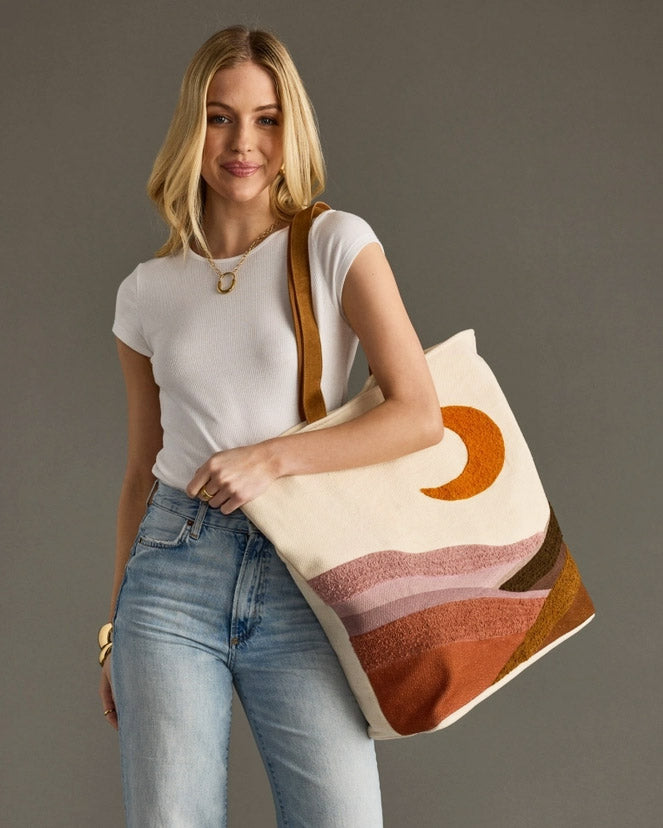 Crescent Moon Tufted Tote Bag