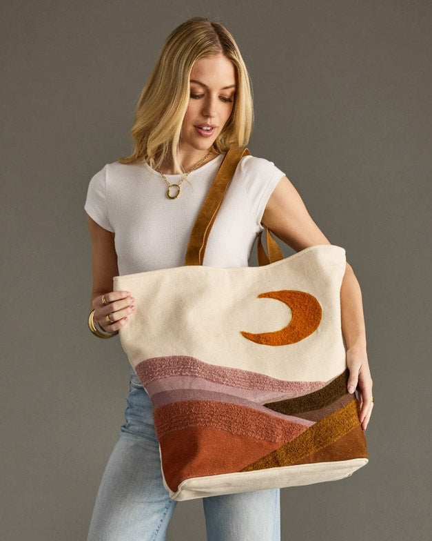 Crescent Moon Tufted Tote Bag