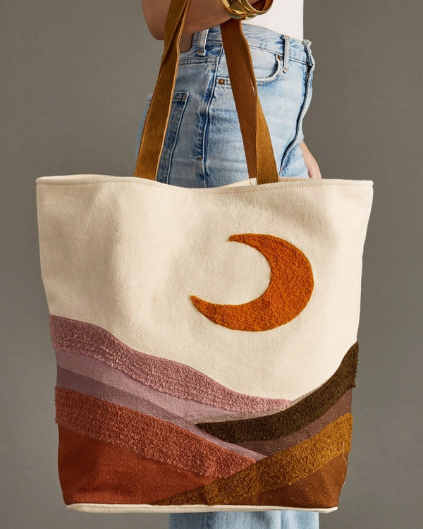 Crescent Moon Tufted Tote Bag