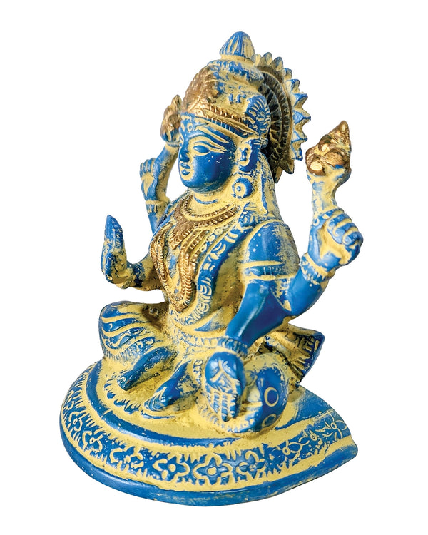 Lakshmi Brass Statue Blue Sand Finish