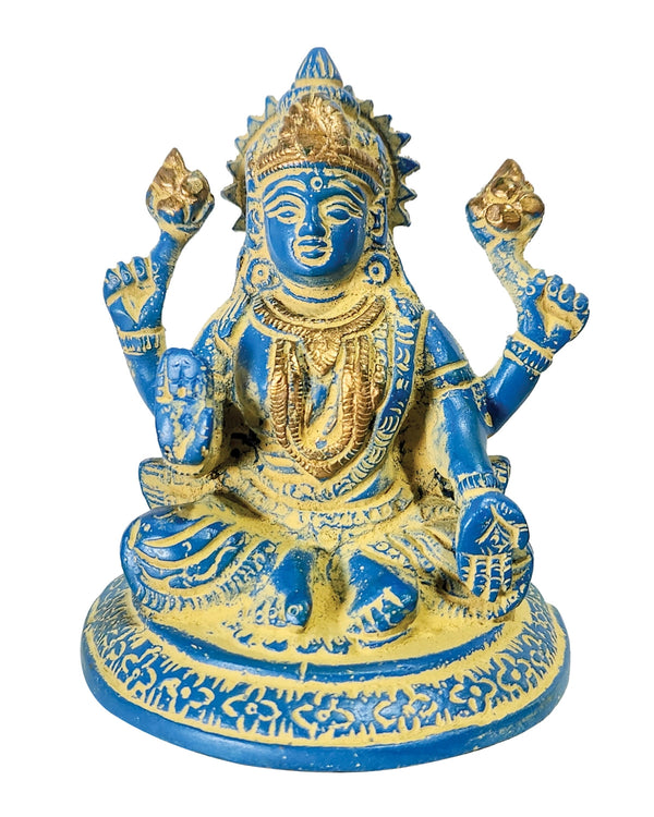 Lakshmi Brass Statue Blue Sand Finish