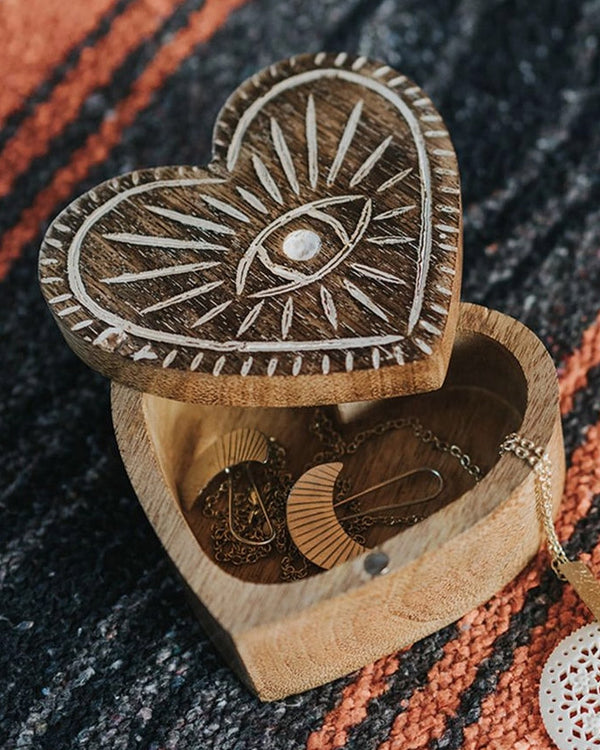 Wood Seeing Eye Heart Box