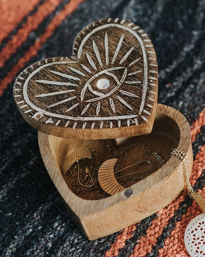 Wood Seeing Eye Heart Box