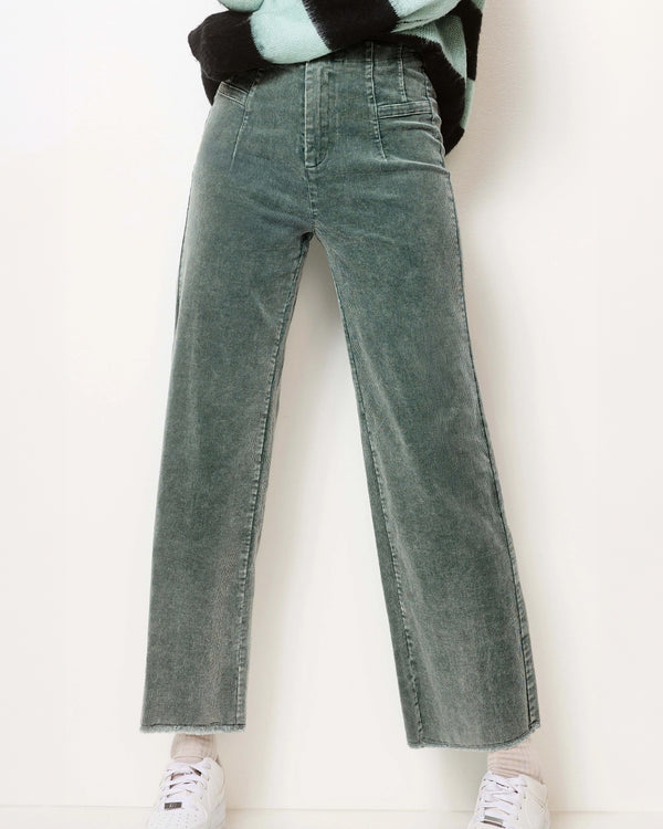 Teal High Waist Corduroy Wide Leg Pants
