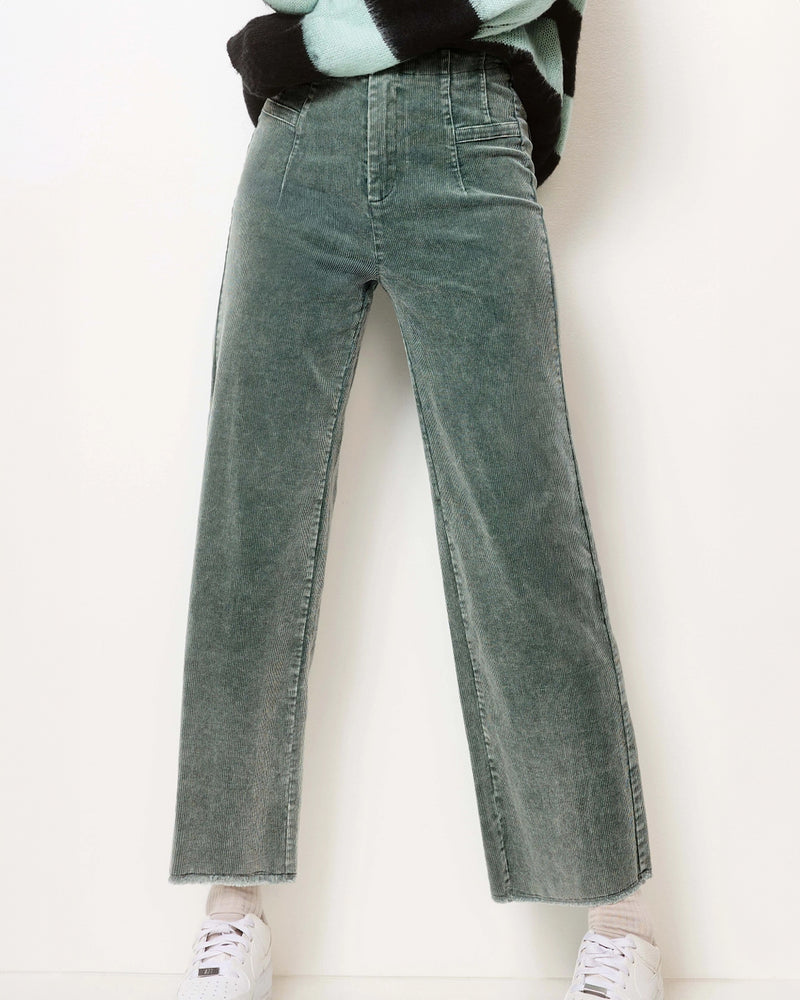 Teal High Waist Corduroy Wide Leg Pants