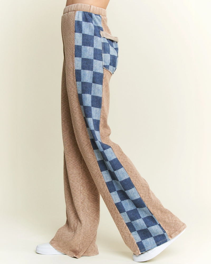 Mineral Wash Checkerboard Sweater Pants