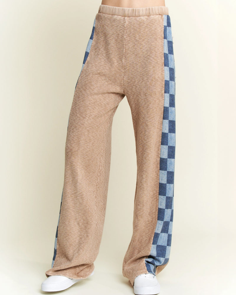 Mineral Wash Checkerboard Sweater Pants