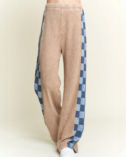 Mineral Wash Checkerboard Sweater Pants