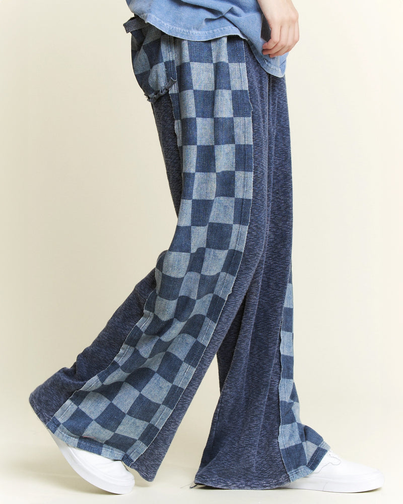 Mineral Wash Checkerboard Sweater Pants