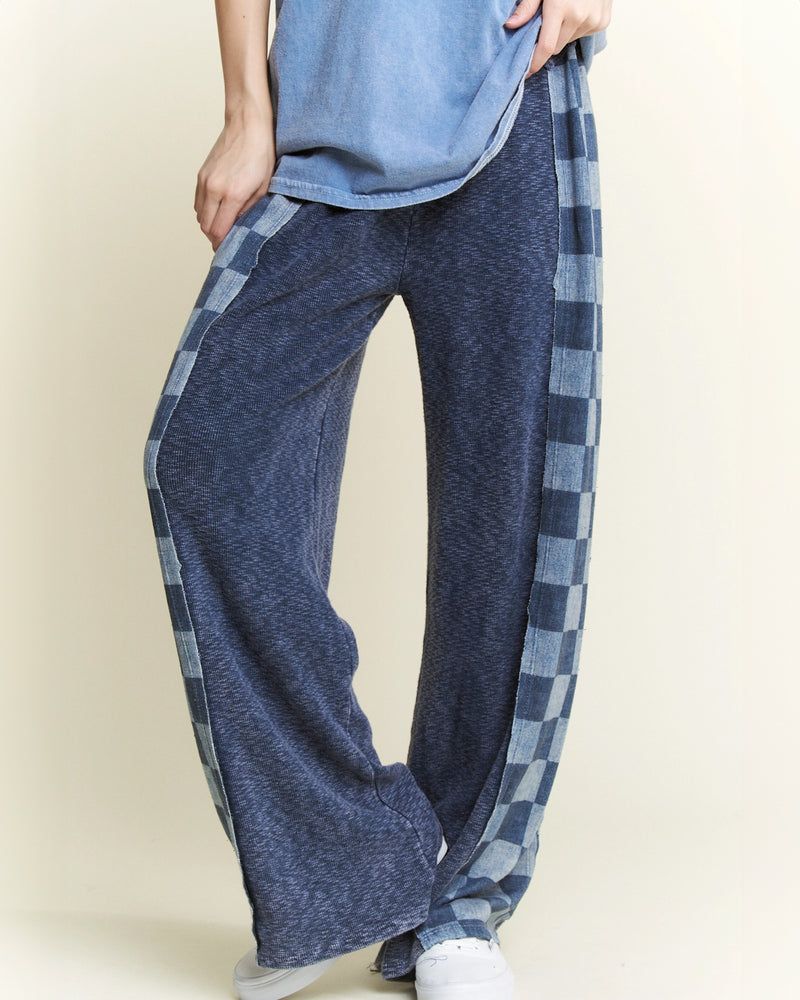 Mineral Wash Checkerboard Sweater Pants