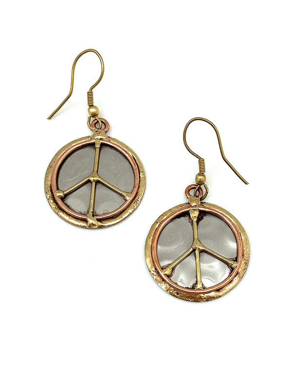 Mixed Metal Peace Earrings