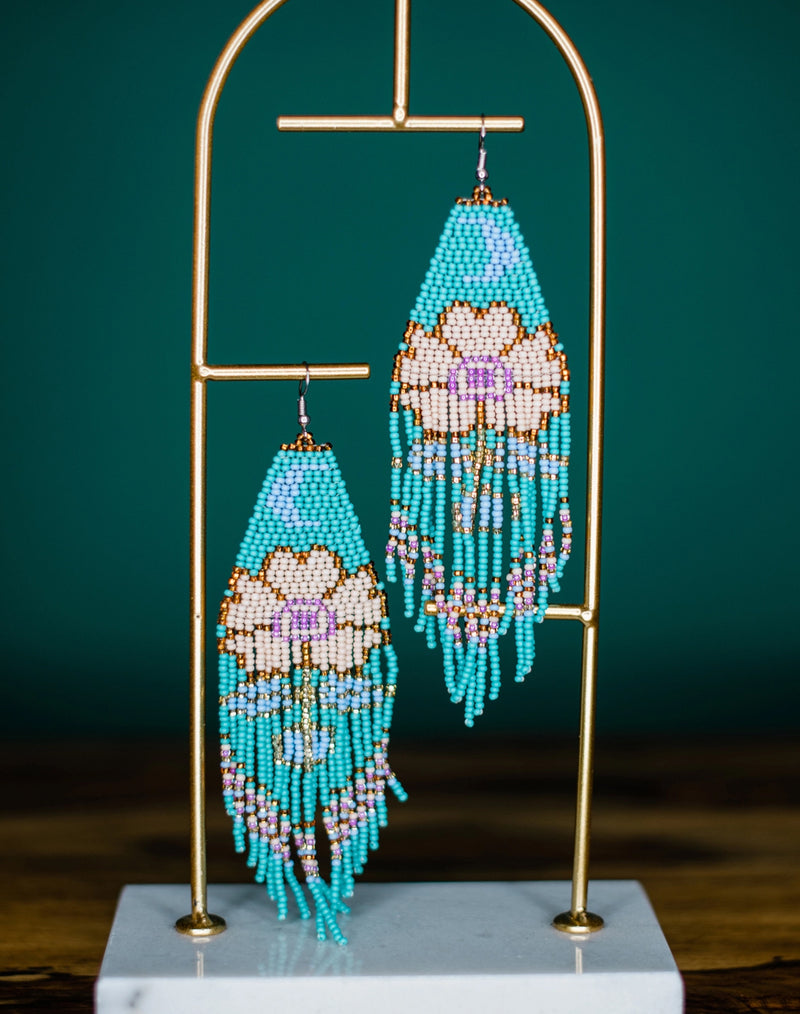 Turquoise Moonflower Earrings