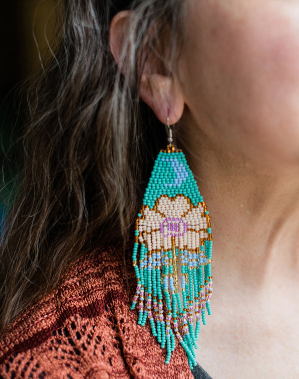 Turquoise Moonflower Earrings