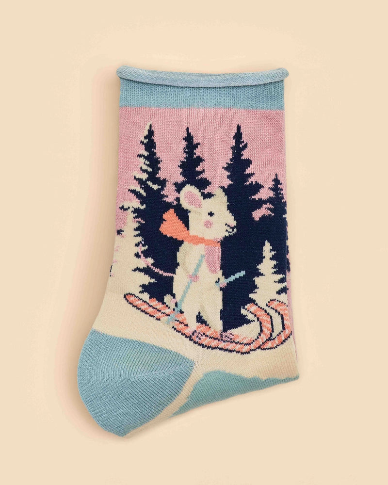 Mouse On Skis Ankle Socks