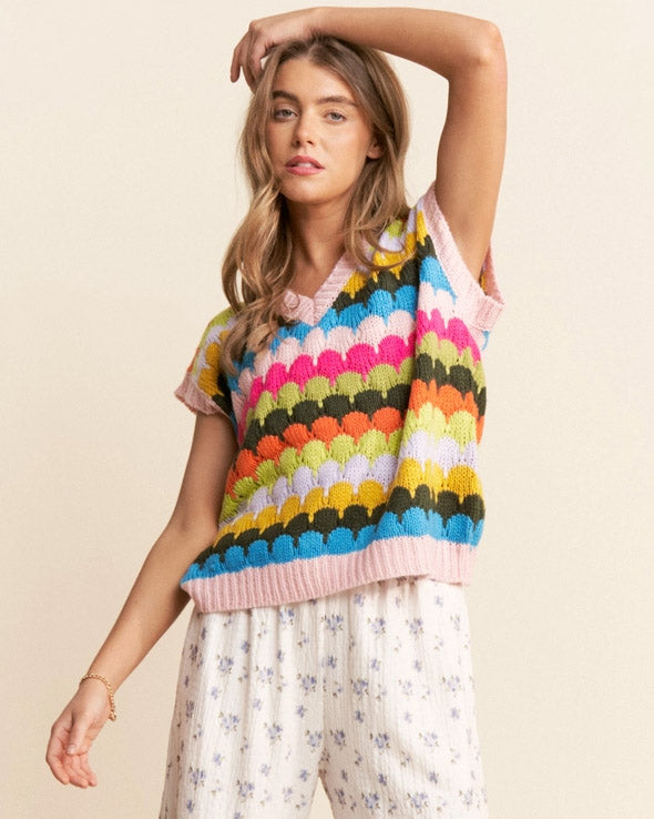 Rainbow Scallop Vest
