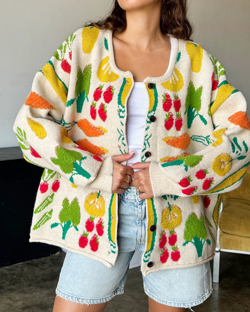 Harvest Button Front Oversized Cardigan