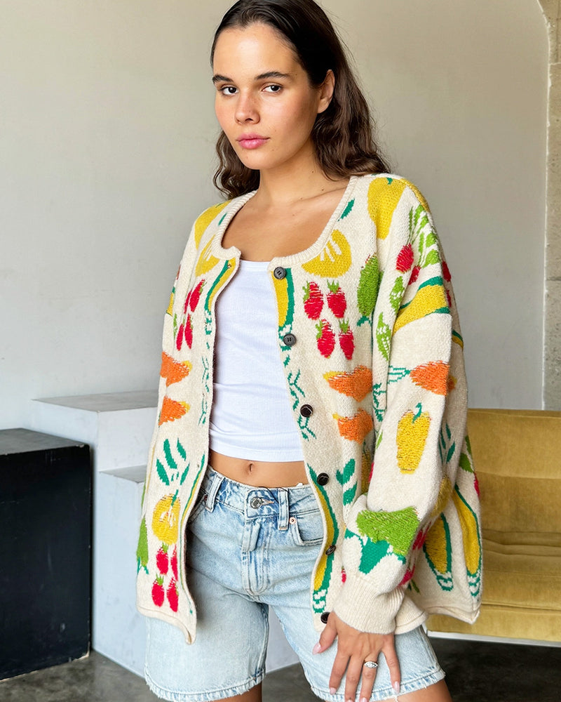 Harvest Button Front Oversized Cardigan