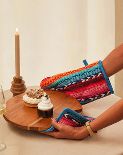 Bright Tribal Print Oven Mitt & Pot Holder Set